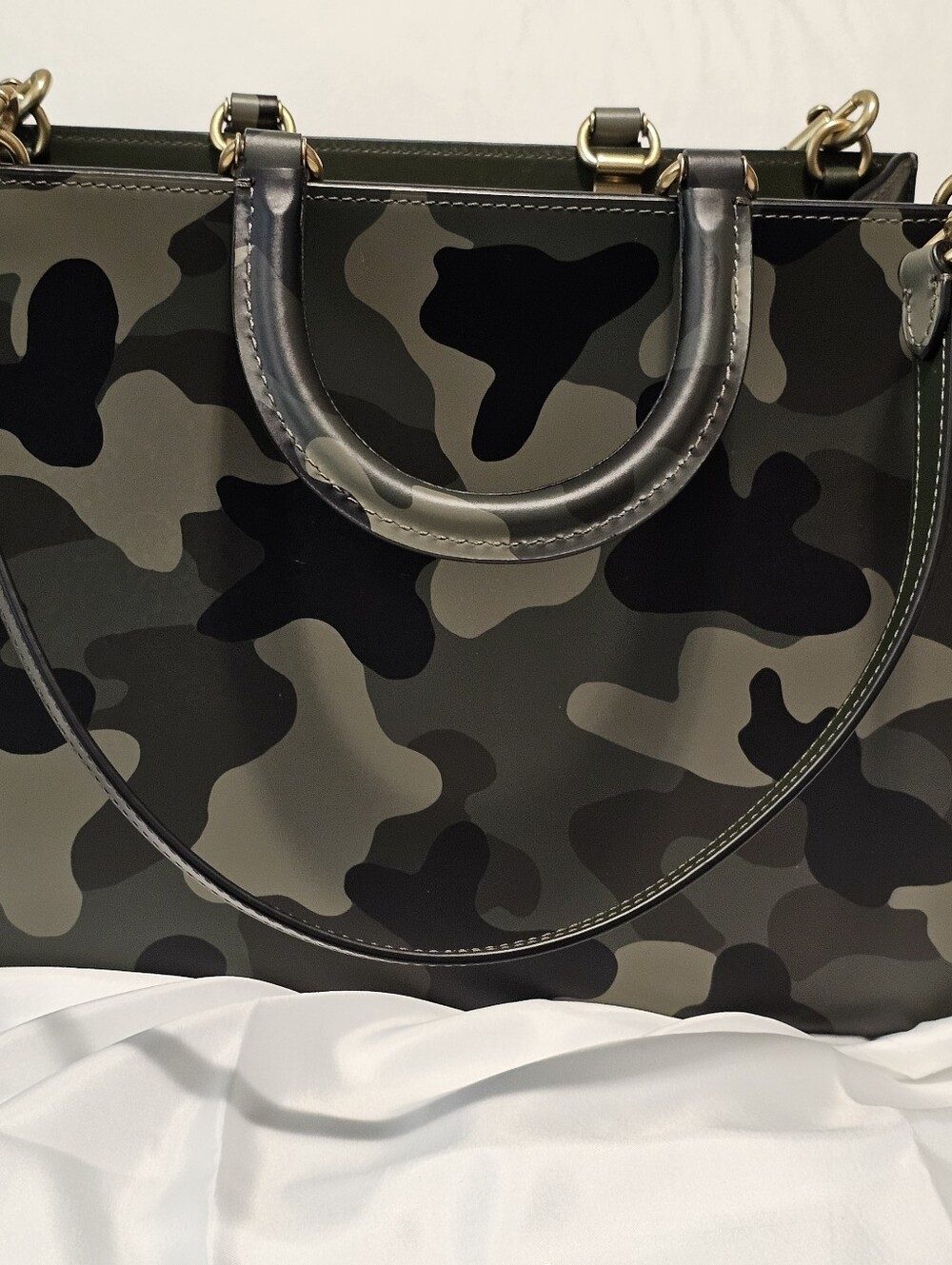Coach Rouge 30 Camouflage Satchel in Olive and Black